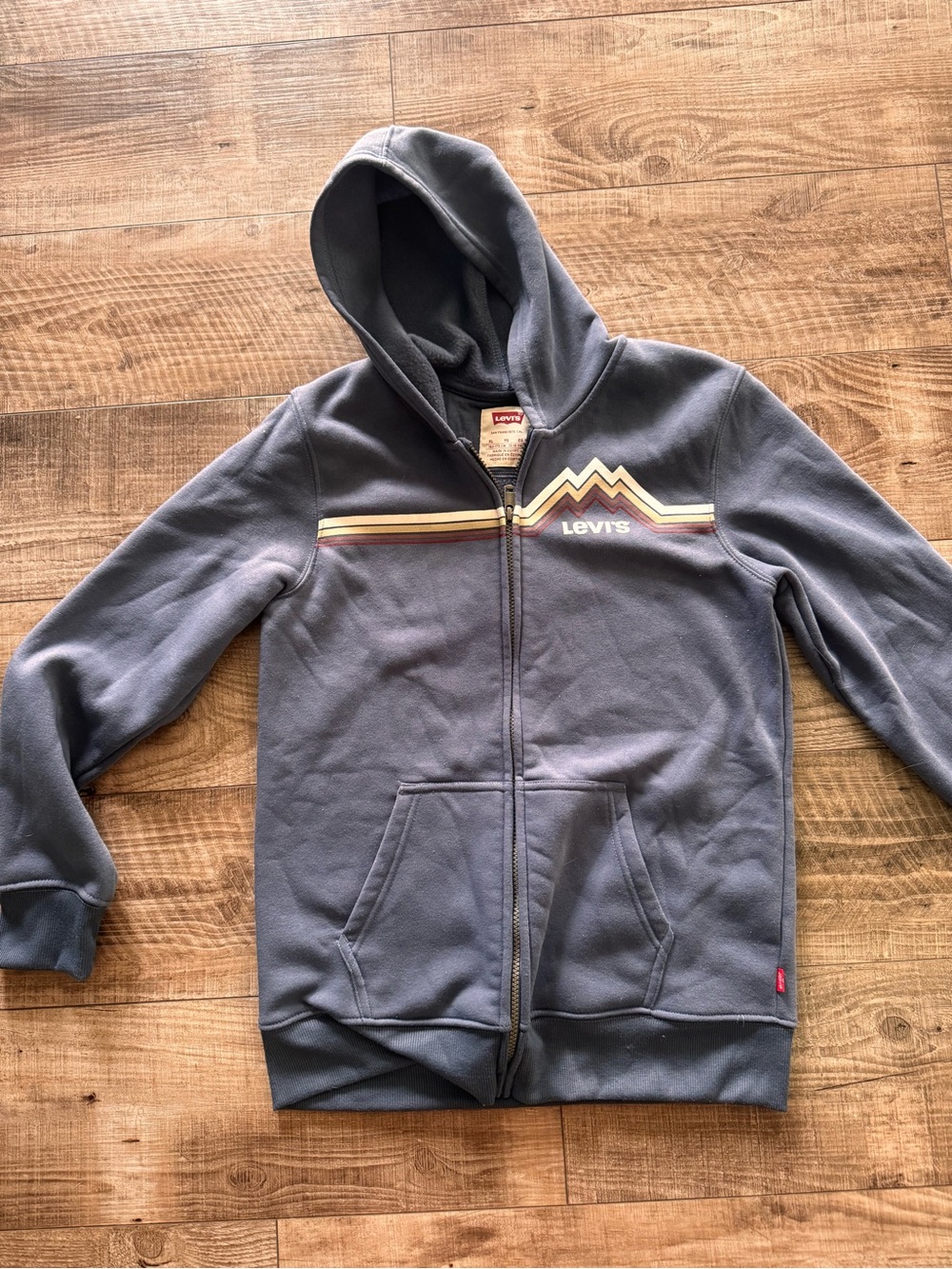 Levi's Navy Hooded Zip Jacket with Retro Mountain Stripe